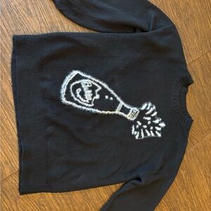 LOFT Black Sweater with White Pattern